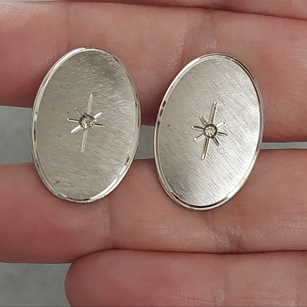Vintage Anson silver and diamonique men's cufflinks